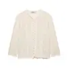 Ropa Europea y Americana Transfronteriza para Mujer ZA AliExpress Venta Caliente Moda Simple Casual Top de Manga Larga Hueco con Cuello Redondo de Botón Único