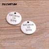 Pequeños accesorios de joyería de aleación de bricolaje de 2 colores, 5 colgantes redondos con forma de placa de letra ZAKKA, accesorios al por mayor de 20 mm