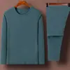 Ropa interior térmica para hombre, traje de terciopelo de doble cara para otoño e invierno, cuello medio, a prueba de frío, auto-calentable, ropa y pantalones de otoño