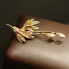 Broche de Fênix Esmaltado Colorido Estilo Nacional High-end Cor de Gotejamento de Óleo Fênix Amarela Pinos Estilo Chinês para Homens e Mulheres