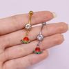 Gaibei Europeo y Americano transfronterizo fruta colgante cabeza anillo para el ombligo con colgante de circonita incrustada piercing uña para el ombligo diamante completo decoración para el ombligo