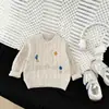 Malhas Infantis Outono e Inverno Novo Estilo Malhas Bordadas para Meninos e Meninas, Roupas de Inverno, Roupas Festivas Vermelhas para Bebês