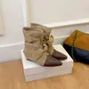 Botas de moda para mujer de 6 cm de altura, punta fina, con cordones y lazo, nuevo estilo 2026, diseño patchwork, efecto adelgazante, botines, botas estilo western