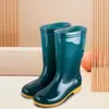 Botas de Lluvia de Caña Alta Forradas de Felpa Suela de Goma Antideslizante para Mujer Botas de Lluvia Cálidas de Invierno Zapatos de Goma de Algodón para Adultos de Media Pantorrilla