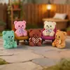 Decoración de accesorio de figura de animal de oso lindo y creativo de paisaje en miniatura de dibujos animados, adorno de resina para escritorio de oficina