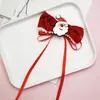 Pinza para el pelo con lazo de terciopelo rojo navideño, set de tocado con campana y borla de dibujos animados lindos de Papá Noel para niños