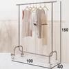 Estante de Exhibición de Ropa de Acero Inoxidable Transfronterizo, Exhibidor Isla de Pie con Colgadores de Ruedas