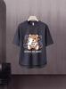 Camiseta de manga corta para hombre, marca de moda de verano, suelta, de cinco puntos, manga, 2024, nueva camiseta con estampado simple de Internet Ins.
