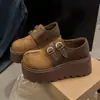 Zapatos Birkenstock Retro de Suela Gruesa para Aumentar Altura con Punta Dividida para Mujer 2026 Otoño/Invierno Nuevo Estilo para Personas Bajas Mocasines de Cobertura Total Zapatos Individuales