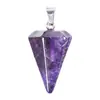Colgante de péndulo de cristal natural, Piedra energética facetada de punta única, Piedras en bruto de amatista y cristal blanco, Venta al por mayor de fábrica