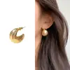Pendientes de Media Luna de Nuevo Estilo Simple Cepillados Transfronterizos Retro Francés Rayados Personalizados en Forma de C Pendientes Ligeros de Lujo de Gama Alta para Mujer