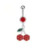 Anillo para el ombligo de cereza roja grande listo para usar del fabricante Colgante de cereza Clavo de ombligo Joyería de piercing de fruta Anillo para el vientre Ombligo