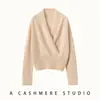 Cashmere com decote V cruzado feminino 2025 outono e inverno novo estilo roupão francês peça externa base de tricô suéter preguiçoso