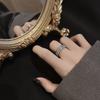 Anillo de Pareja de Moda Trendy de Acero de Titanio Gypsophila para Hombres y Mujeres Estilo Hong Kong Simple de Alta Gama con Diamantes de una y dos filas