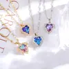 [Aço Titânio] Nova Corrente de Clavícula Coração do Oceano Primavera Colar Feminino Leve Luxo Cristal Azul Amor Atacado