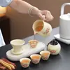 Juego de Té de Oficina de Cerámica Ru de Gama Alta con Diseño de Peonía Vintage, Exquisito Juego de Tazas de Servicio Rápido, Juego para Exteriores para Negocios, Wholesale Personalizable