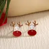 Pendientes de Navidad Europa y Estados Unidos moda popular alce árbol de Navidad copo de nieve pendientes de diamante pendientes de dibujos animados tridimensionales personalizados