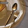 Lujo Ligero Patrón Martillado Dorado Cuchillo, Tenedor y Cuchara para Comida Occidental Estilo Europeo Vajilla de Exportación Regalo de Recuerdo de Boda Personalizado Venta al por Mayor