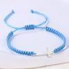 Pulsera tejida roja hecha a mano popular de Amazon para hombres y mujeres, pulsera de pareja con cruz de acero inoxidable transfronteriza europea y americana
