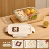 Caixa de almoço de vidro Xilekou, adequada para funcionários de escritório levarem o almoço, segura para micro-ondas, com tampa, recipiente para armazenamento de alimentos e caixa de almoço