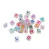 8mm Contas de Letra Acrílicas de Furo Duplo Contas Soltas Pulseira de Miçangas Feita à Mão DIY Colar Pingente Acessórios de Joias Atacado