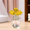 Flor Rosa de Cristal Transfronteiriça com Sete Cabeças, Presente de Dia dos Namorados, Ornamento de Decoração para Sala de Estar, Flor Rosa de Cristal