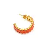 Moda nicho ins europeia e americana brincos simples em forma de C com zircônia brincos femininos de aço titânio banhados a ouro 18K brincos atacado