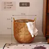 Cesto de roupa suja de imitação de Rattan, cesto de armazenamento de roupas sujas de Rattan trançado, cesto de roupa suja doméstico, cesto de armazenamento de toalhas de hotel, cesto de roupa suja à prova d'água