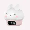 Lámpara de Conejo de Silicona Recargable por USB Cambio de Color RGB Luz Nocturna Compañero de Sueño Luz LED Colorida con Despertador Luz Táctil En Stock