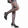 Meias-calças de Aranha com Teia de Aranha e Estampa de Leopardo Europeias e Americanas, Meias-calças de Rede Jacquard Sexy Retrô Vazadas de Seda Preta Eróticas