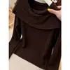 Suéter de punto único y hermoso color café, perfecto como chal o suéter, un top elegante y con estilo para mujeres en otoño