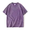 Camiseta Unissex Gola Redonda Manga Curta Pesada 230g Tingida com Cera Estilo Americano Atacado Transfronteiriço Lavada Vintage Algodão Puro