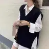 2026 Novo Outono Inverno Estilo Coreano Colete de Tricô Solto com Decote V Roupa Externa Feminina Colete Suéter Sem Mangas