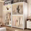 Armario de Acero Hogar Dormitorio Ropa Colcha Gabinete de Almacenamiento Armario de Pie para Niños Habitación de Alquiler Almacenamiento a Prueba de Polvo Perchero