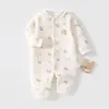 Mameluco de Algodón Puro de Tres Capas Cálido de Manga Larga para Bebé Recién Nacido, Ropa de Una Pieza para Recién Nacido, Primavera, Otoño, Invierno