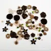 76 Piezas Marrón Hecho a Mano Tela Flor Traje Calcomanía Manualidad DIY Tarjeta Vestido Pasador Decoración Accesorios