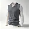 2026 Novo Suéter de Tricô Casual Masculino Colete Marca Tendência Amazon Moda Colete de Gola V Colete Masculino
