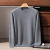 Novedad Otoño 2026 Suéter 100% Cachemira Pura para Hombre Cuello Redondo Casual de Negocios Color Sólido Estilo Minimalista