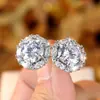 Brincos redondos de zircônia de alta costura transfronteiriços, brincos versáteis de cristal de zircônia luxuosos para mulheres, atacado de joias