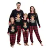 Amazon Europeo y Americano Ropa para el Hogar Familiar Estampado Navideño de Ciervo Navideño Dibujos Animados Pantalones Estampados Conjunto de Pijama