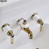 Gabinete de baño grifo estilo europeo dorado doble lavabo juego de cuatro piezas extraíble dividido combinación Lavabo grifo de tres-cuatro agujeros