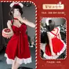 Conjunto con temática navideña: disfraz sexy de conejito de terciopelo, vestido rojo ajustado, atuendo de actuación en escenario, conjunto navideño talla grande