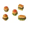 Acessórios de resina de hambúrguer miniatura simulados, Ornamentos de brinquedo de comida DIY, Materiais de cola de creme, Chaveiros feitos à mão, Decorações para casa de bonecas