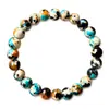 Pulsera de Piedra Redonda con Textura de Pintura al Óleo Retro Splash-Ink, Best-Seller Europeo y Americano, Joyería de Piedra para Energía Emocional Curativa