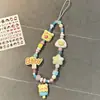 Ins Súper Lindo Dibujo Animado Oso de Mantequilla Cadena para Teléfono Móvil Lanyard Lindo Colgante de Cámara con Cuentas DIY Colgante para Bolsa de Llaves