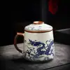Taza de Té con Separación de Agua, Taza, Taza de Té de Cerámica para el Hogar con Tapa, Taza de Cerámica, Taza Especial, Taza de Agua de Gran Capacidad