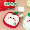 Bolsa Fofa de Pelúcia Desenho Animado Maçã para Fones de Ouvido, Pingente de Decoração para Mochila de Menina, Porta-Moedas, Porta-Batom, Bolsa para Armazenamento de Cabos de Dados