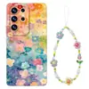 Funda floral adecuada para Samsung s26ultra, s25 spring con cadena para colgar, s24+ estilo de color contrastante, s23 nueva cubierta protectora