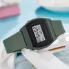 Reloj Electrónico Pequeño Cuadrado Electrochapado en Acrílico Caja con Recubrimiento en Spray Digital Reloj Electrónico Impermeable para Pareja Reloj Cuadrado para Estudiante
