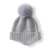 Gorro infantil unisex de cachemir, gorro de punto versátil que cubre las orejas, gorro cálido y resistente al frío con pompón, gorro para clima frío en exteriores